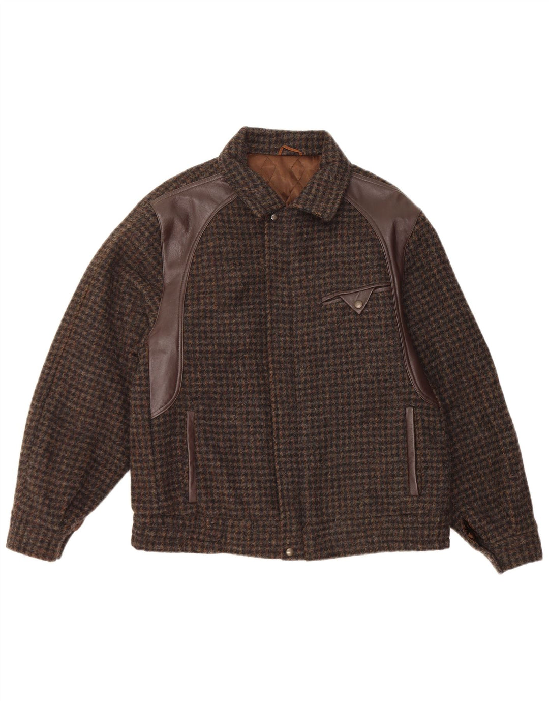 Jaqueta bomber masculina INDIOS IT 48 lã houndstooth marrom médio