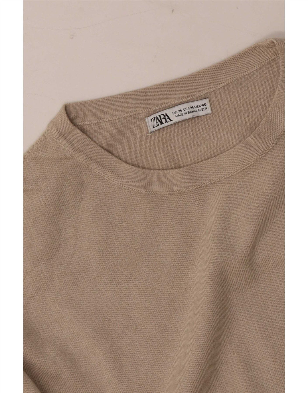 Zara Suéter masculino com gola redonda e bege médio