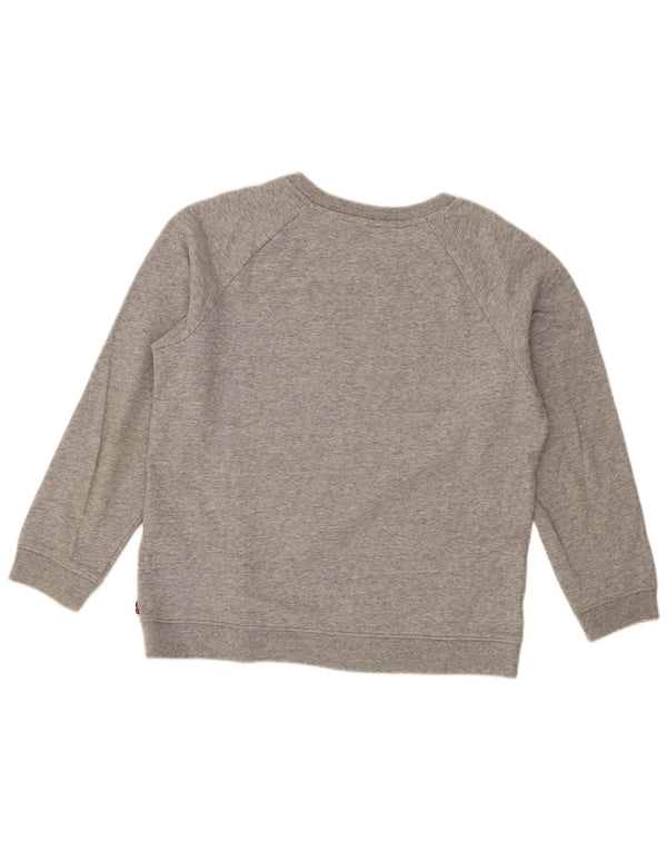 Moletom gráfico feminino Levi's Jumper UK 14 algodão manchado cinza médio