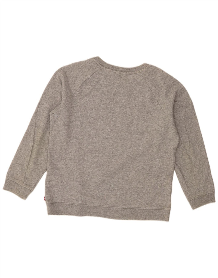 Moletom gráfico feminino Levi's Jumper UK 14 algodão manchado cinza médio