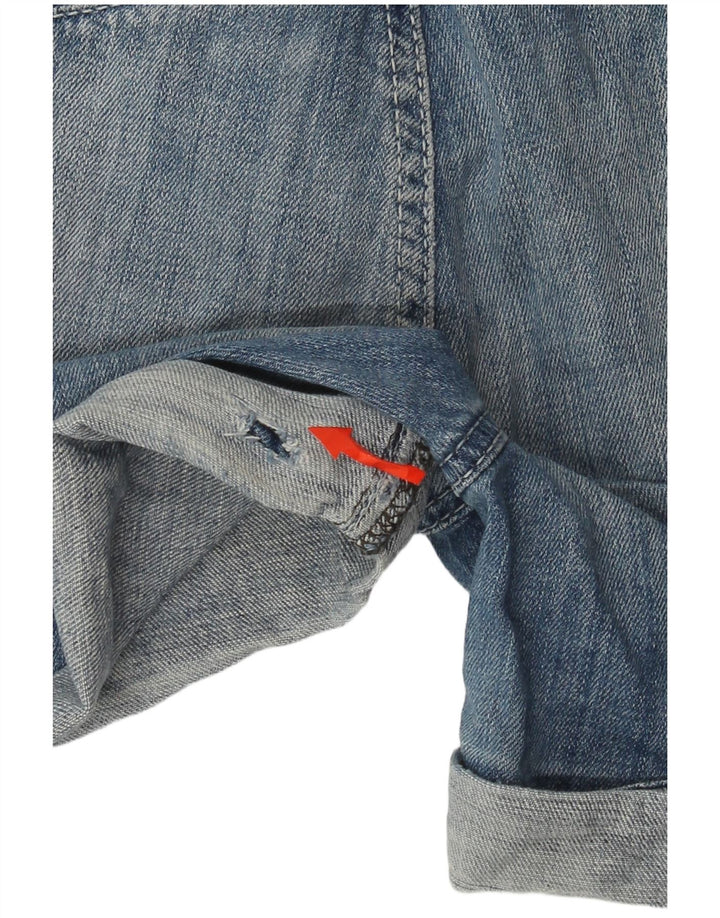 Guess Shorts jeans feminino desgastado W28 algodão azul médio