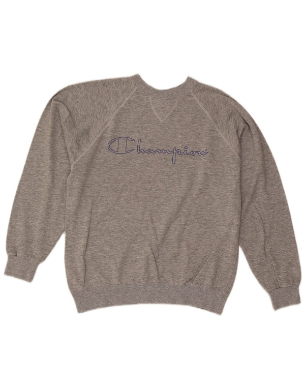 Champion moletom gráfico masculino jumper pequeno cinza manchado