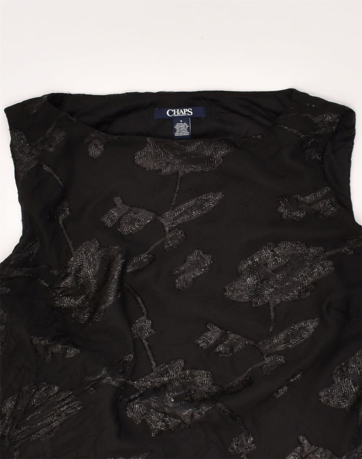 Vestido feminino CHAPS A-Line UK 10 pequeno poliéster floral preto