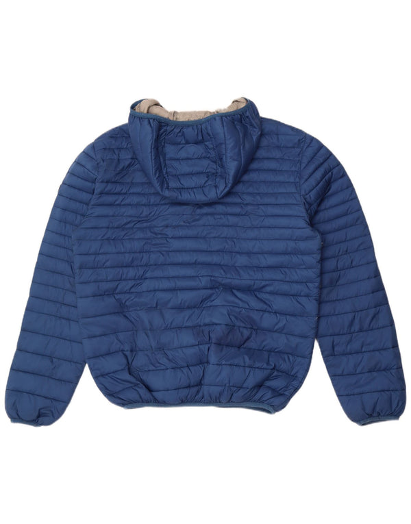 Jaqueta masculina acolchoada com capuz Trussardi UK 40 grande azul nylon