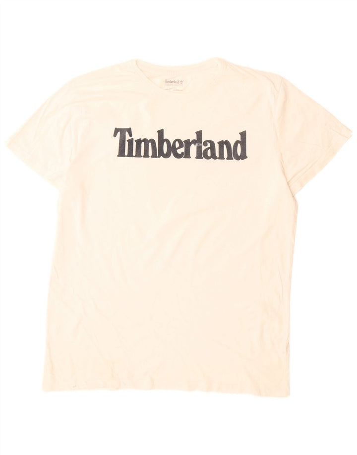 Timberland Camiseta masculina gráfica grande algodão branco