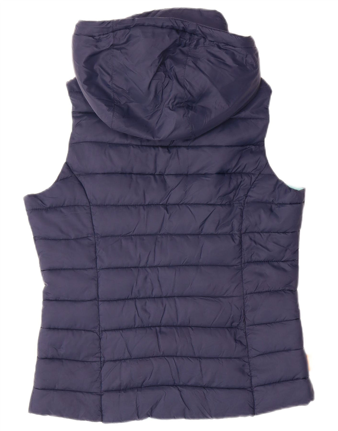 Colete acolchoado com capuz feminino SUPERDRY UK 14 nylon azul marinho médio