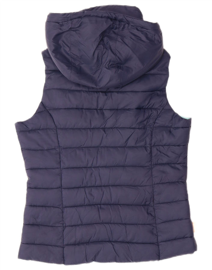 Colete acolchoado com capuz feminino SUPERDRY UK 14 nylon azul marinho médio