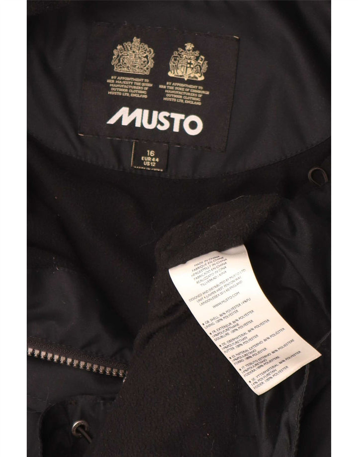 Jaqueta corta-vento feminina Musto de grandes dimensões UK 16 grande bloco colorido preto