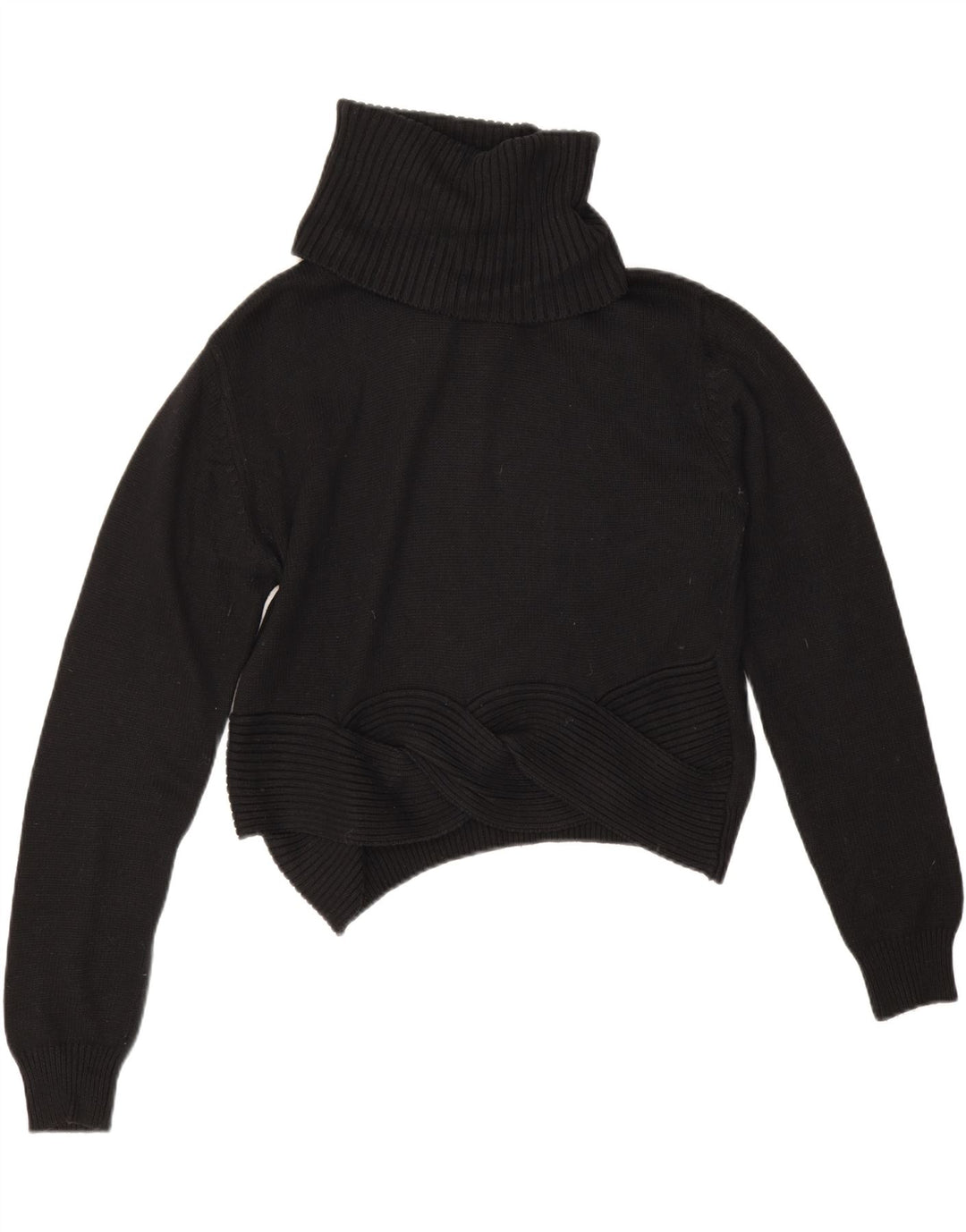 Suéter feminino Guess com gola alta e gola redonda Reino Unido 14 algodão preto médio