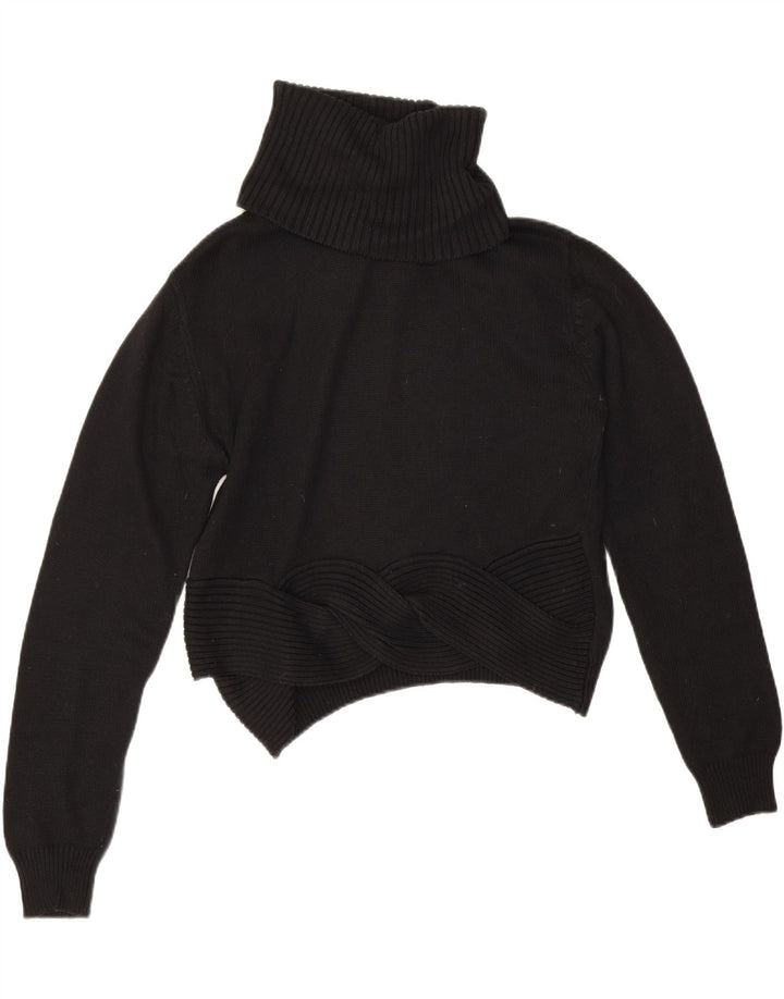 Suéter feminino Guess com gola alta e gola redonda Reino Unido 14 algodão preto médio