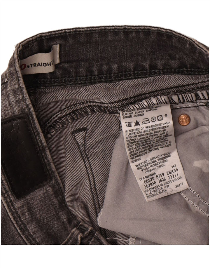 Calça jeans feminina Levi's 570 Straight W28 L31 cinza algodão
