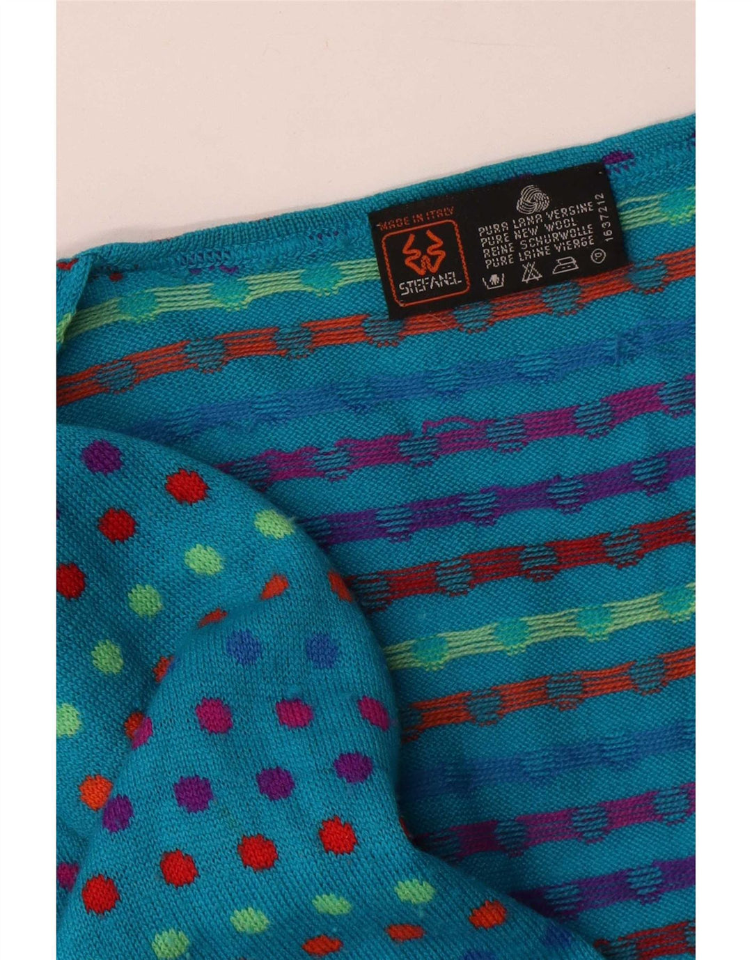 Suéter cardigã feminino Stefanel com gravata frontal Reino Unido 16 grande lã azul de bolinhas