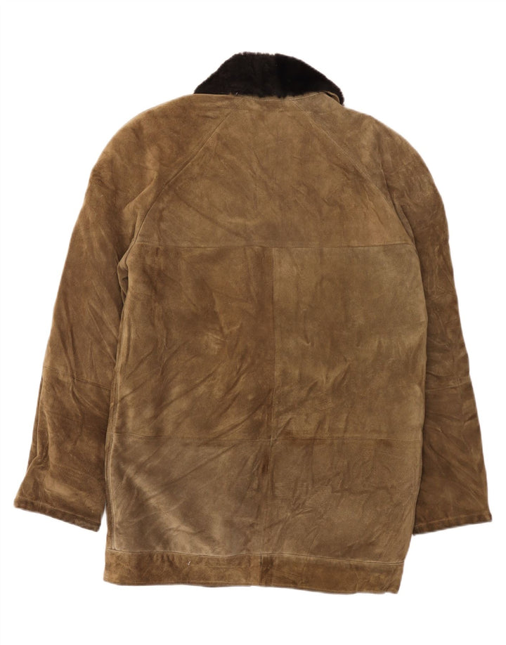 Jaqueta masculina vintage de camurça UK 38 couro marrom médio