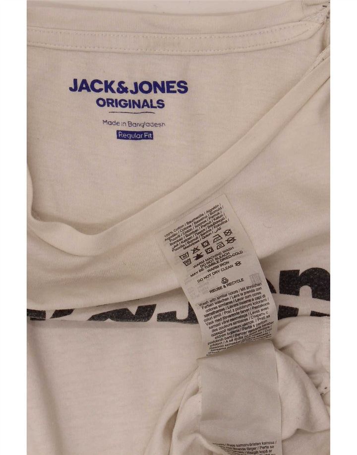 Camiseta masculina Jack & Jones Regular Fit gráfica top médio algodão branco