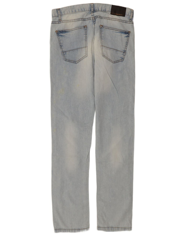 Zara Mens Straight Jeans EU 42 Grande W32 L33 Azul Algodão