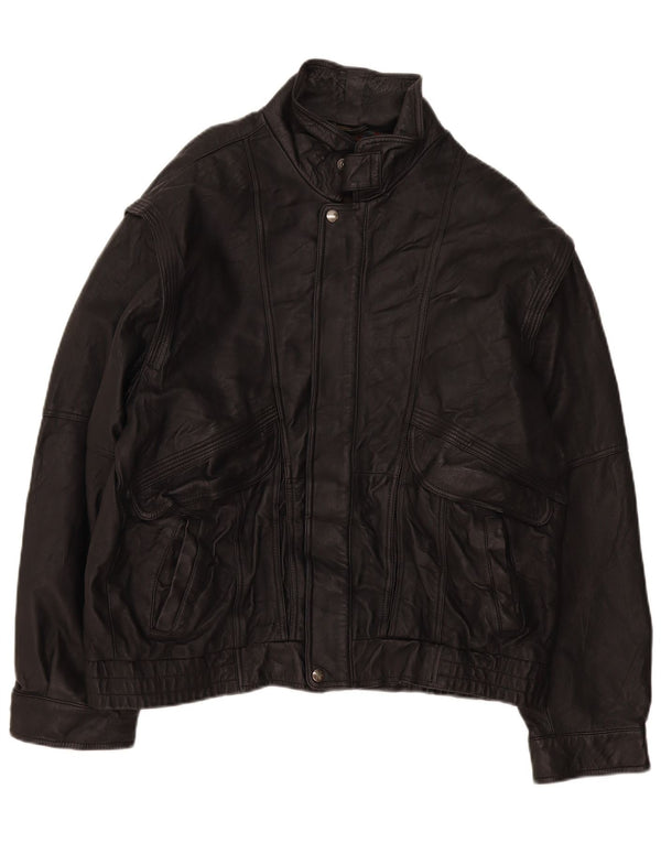 Jaqueta de couro masculina vintage UK 40 grande preta