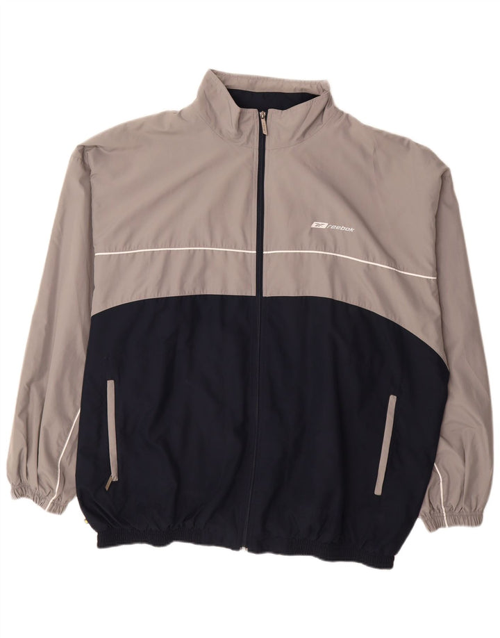 REEBOK Mens Treino Top Jacket 2XL Cinza Colourblock Poliéster