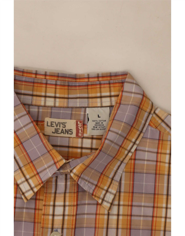 Camisa masculina de manga curta Levi's grande algodão xadrez multicolorido