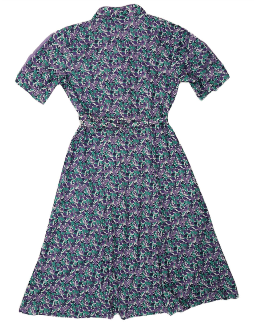 NORMAN LINTON Vestido feminino evasê Reino Unido 16 grande roxo floral poliéster