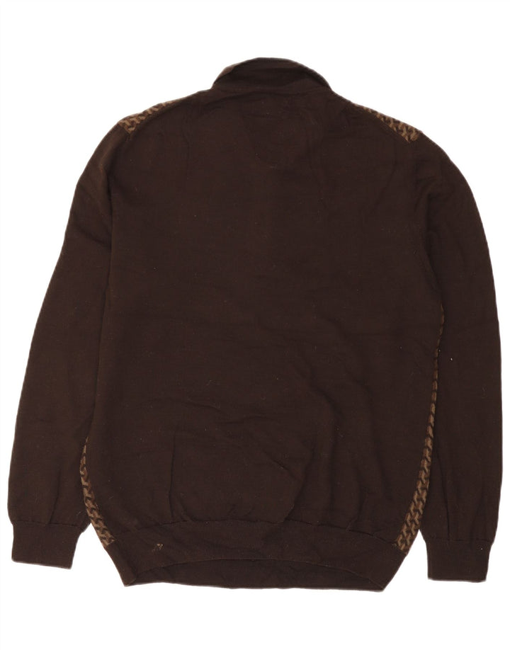 MARKS & SPENCER Suéter masculino Autograph Polo com gola grande marrom