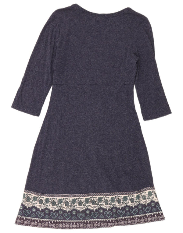 Vestido feminino Fat Face evasê UK 10 pequeno azul marinho floral boêmio