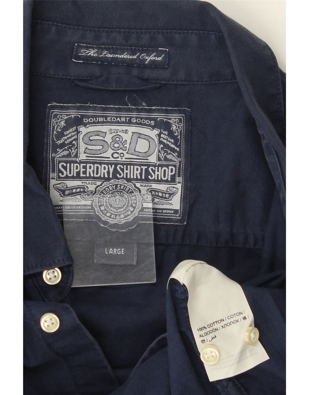 Camisa masculina Superdry grande algodão azul marinho