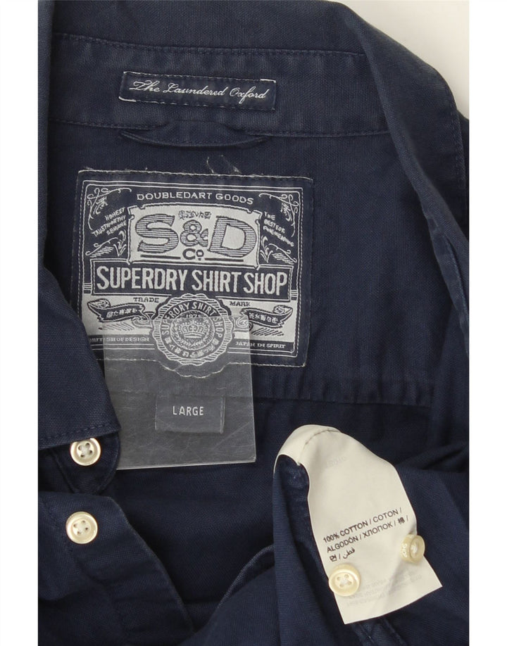Camisa masculina Superdry grande algodão azul marinho