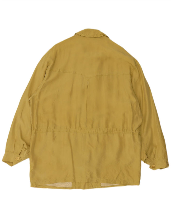 Jaqueta utilitária masculina vintage UK 44 2XL seda amarela