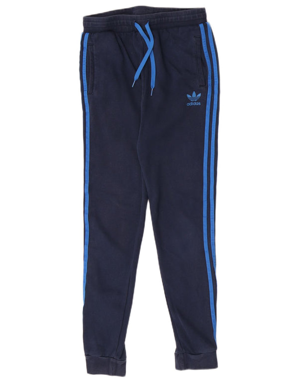 Adidas meninos calças de treino joggers 13-14 anos azul marinho algodão