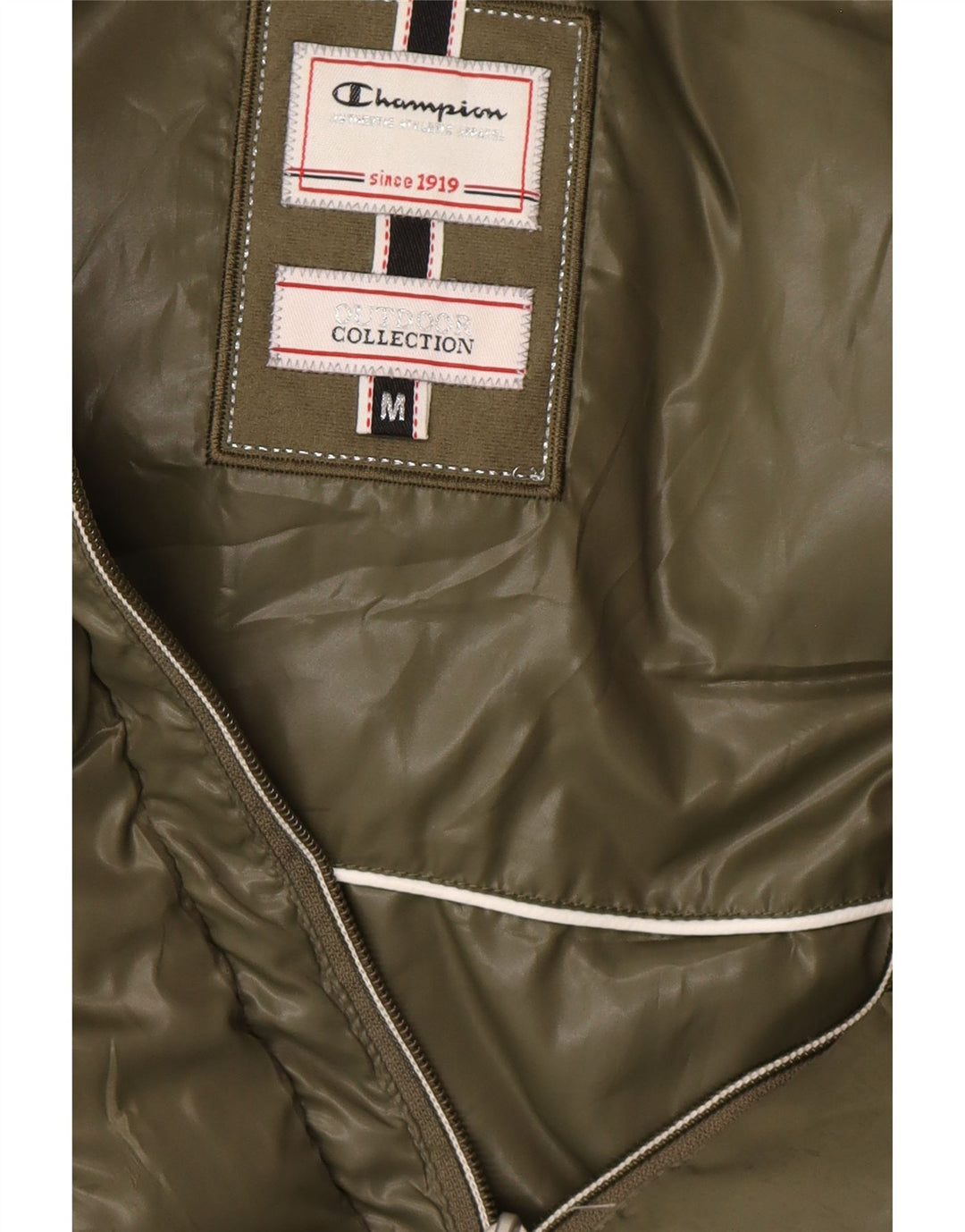CHAMPION Womens Hooded Padded Gilet UK 12 Medium Khaki Vintage Champion and Second-Hand Champion from Messina Hembry 