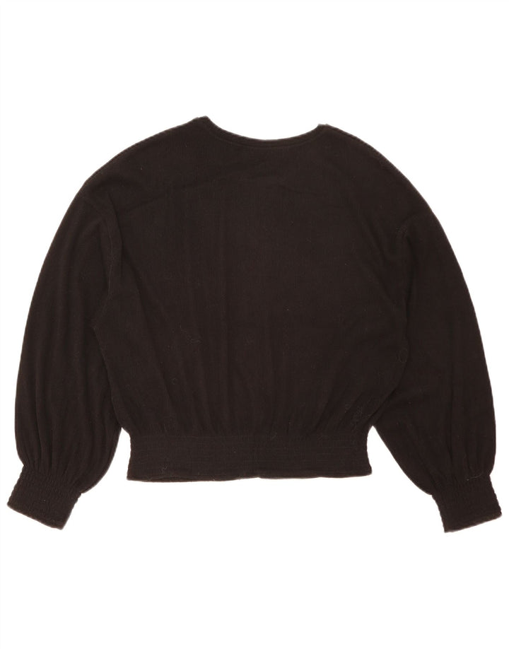 Blusa feminina Zara cropped manga comprida oversized Reino Unido 10 pequena preta