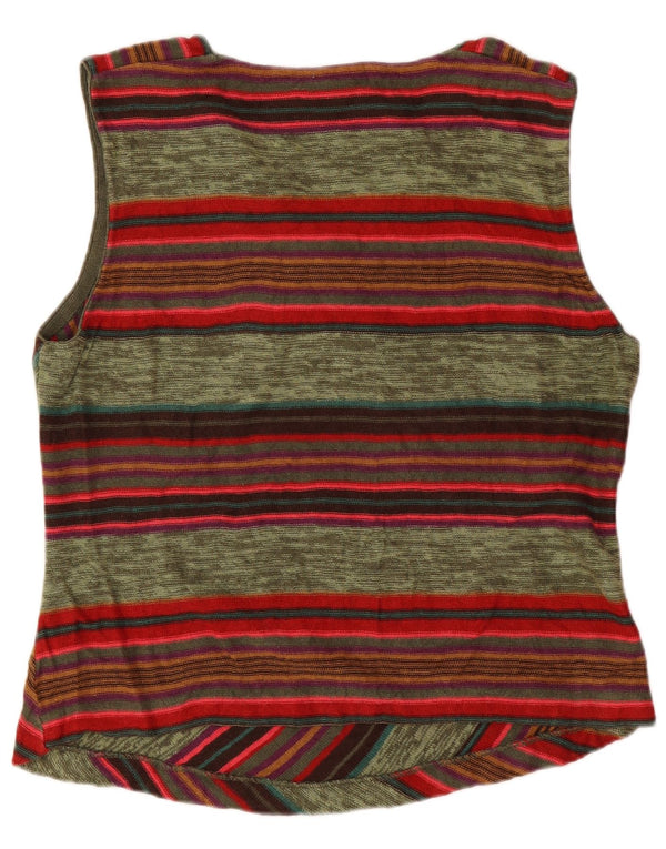 Top curto feminino sem mangas Chaps UK 18 XL linho listrado verde