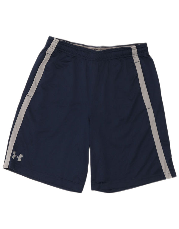 Shorts esportivo masculino Under Armour Heat Gear grande bloco colorido azul marinho