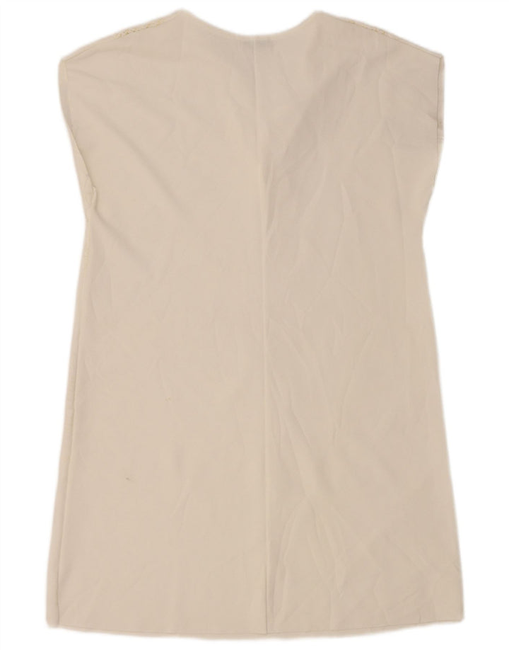 Vestido feminino Zara Shift UK 12 médio branco paisley