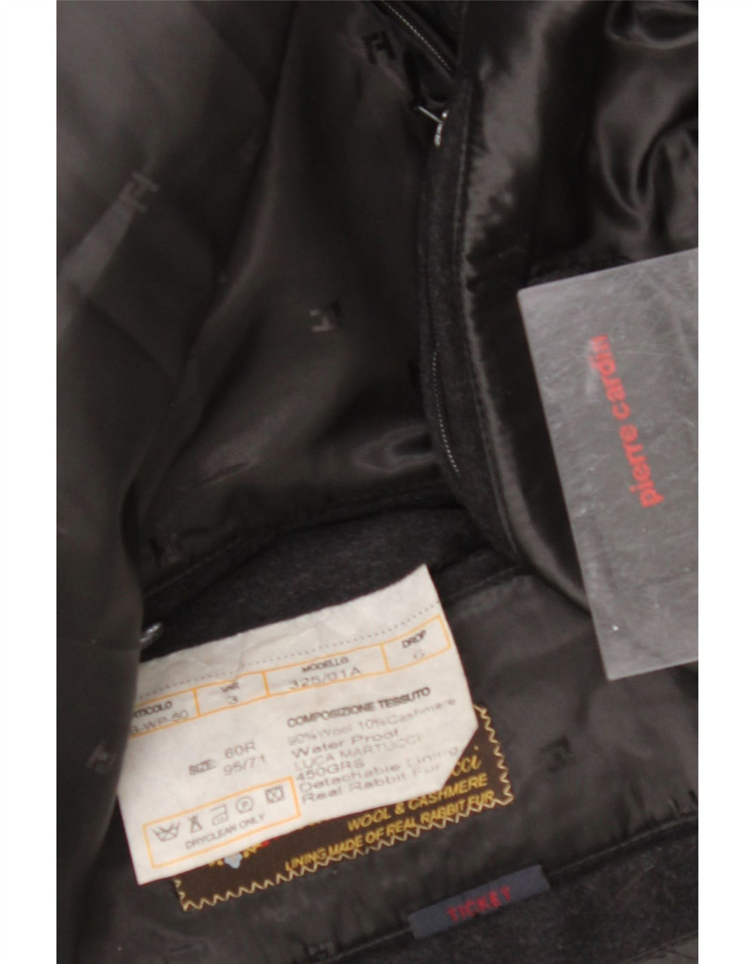 Sobretudo masculino PIERRE CARDIN IT 60 5XL lã preta