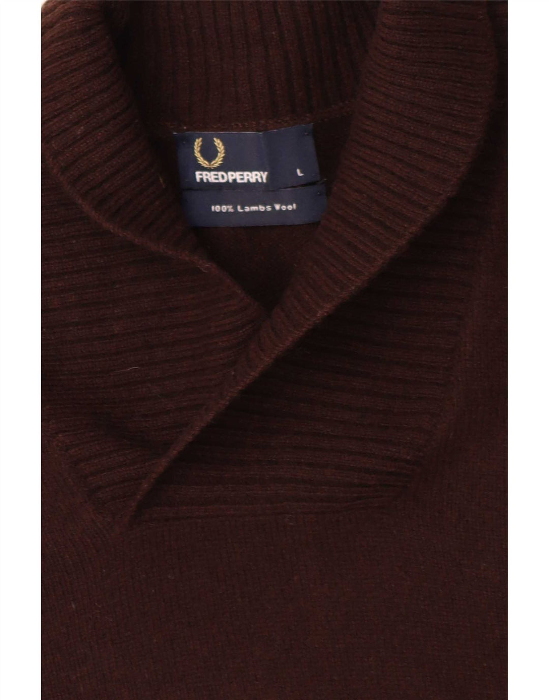 Suéter masculino Fred Perry com gola xale e lã de carneiro marrom grande