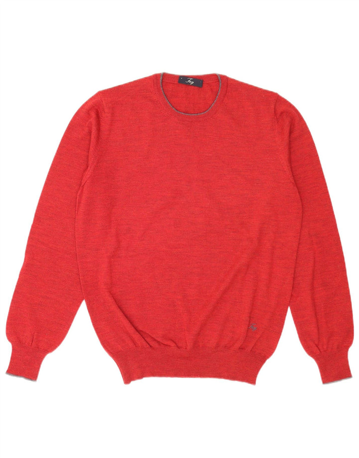 Suéter masculino Fay com gola redonda IT 48 lã virgem vermelha média