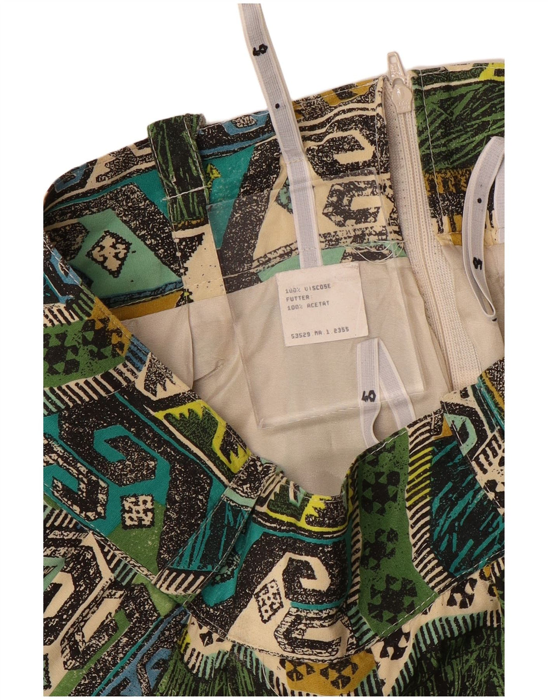 Calça Harém Feminina VINTAGE W28 L22 Viscose Geométrica Verde