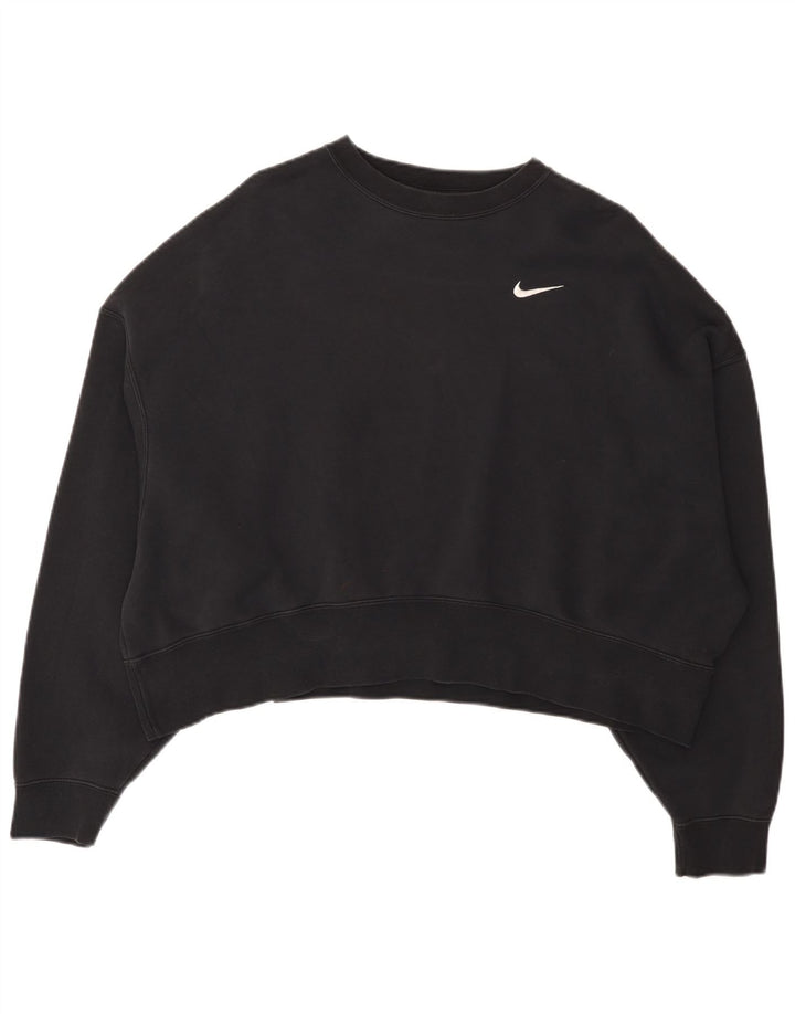 Nike Womens Crop Oversized Moletom Jumper UK 14 Médio Algodão Preto