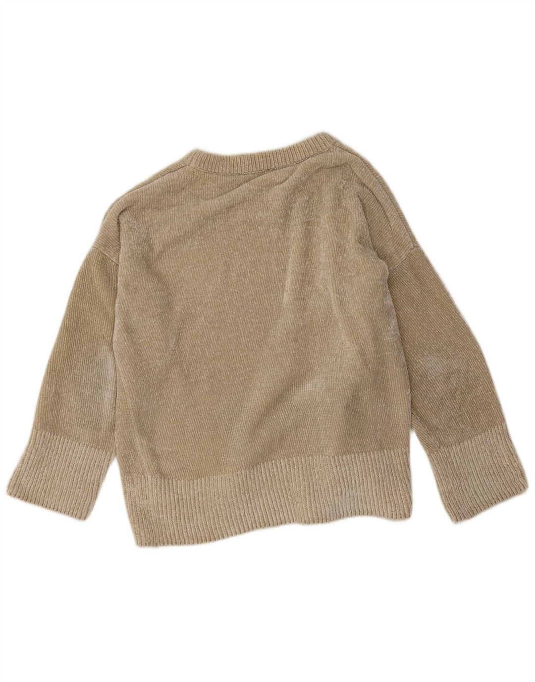 Zara Suéter feminino oversized com gola redonda Reino Unido 14 médio bege