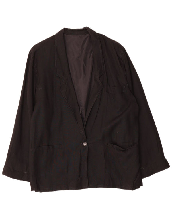 Jaqueta blazer feminina vintage grande de 1 botão UK 10 pequena preta