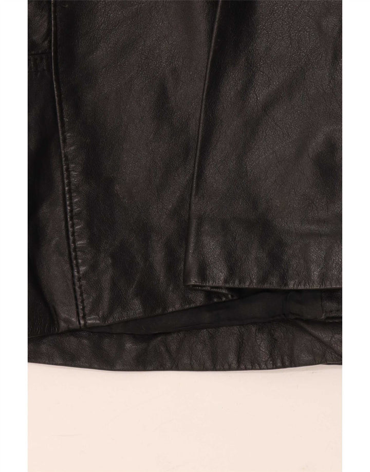 Jaqueta de couro feminina vintage UK 10 pequena preta