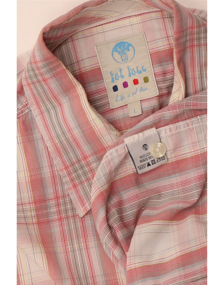 Camisa masculina de manga curta Fat Face grande algodão xadrez rosa