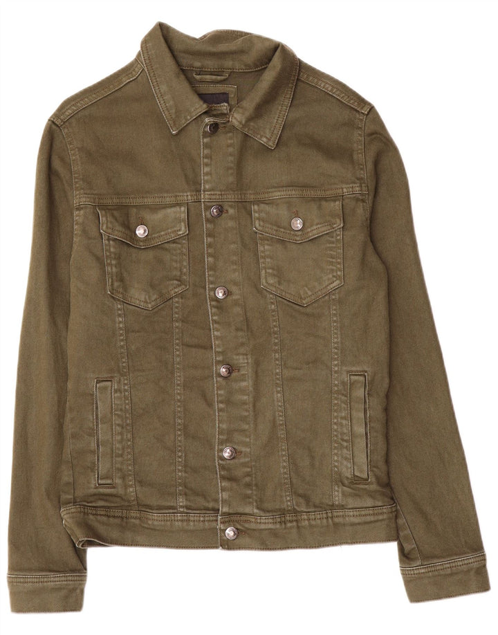Jaqueta jeans masculina Zara UK 38 algodão verde médio