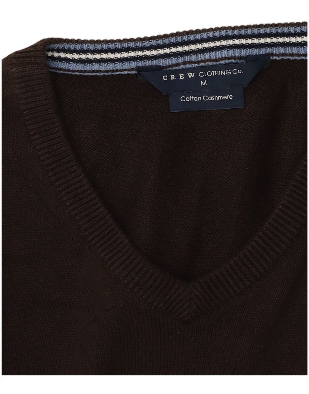 Crew Clothing Suéter masculino com decote em V, algodão marrom médio