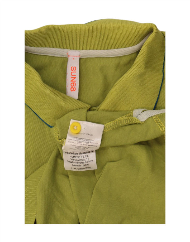 Camisa polo masculina Sun68 grande algodão verde