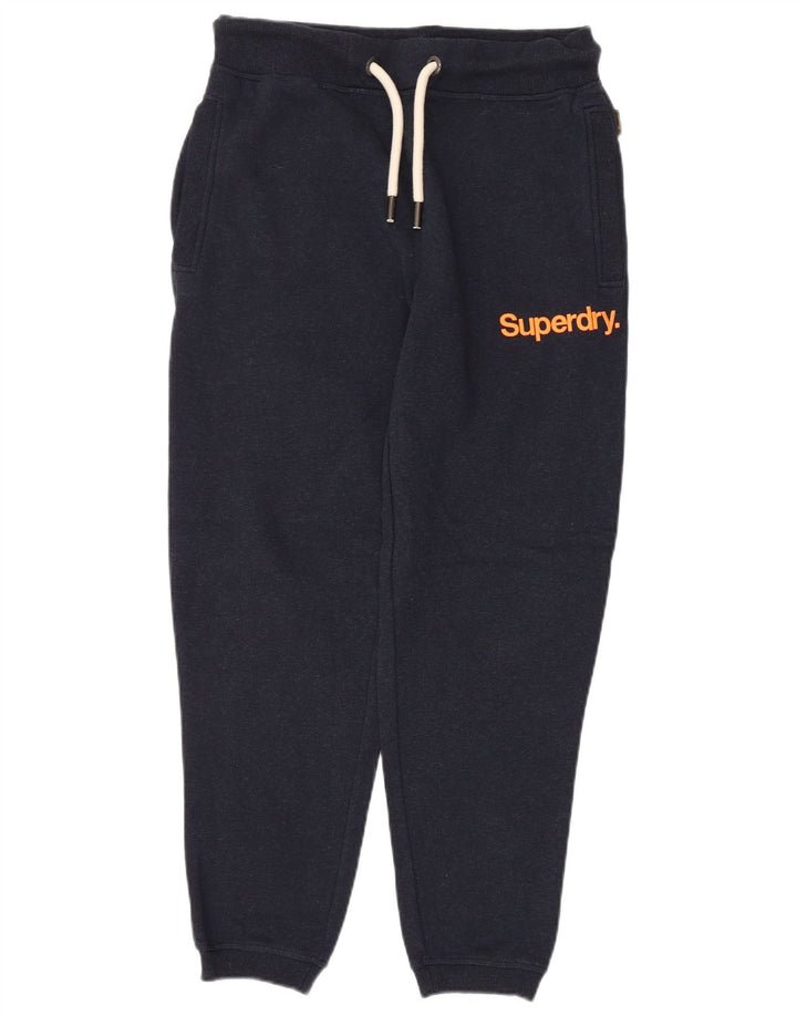 Calça esportiva masculina SUPERDRY com estampa gráfica pequena de algodão azul marinho