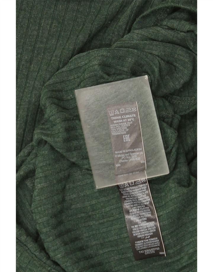 Vestido jumper feminino de manga comprida Marks & Spencer Reino Unido 8 pequeno poliéster verde