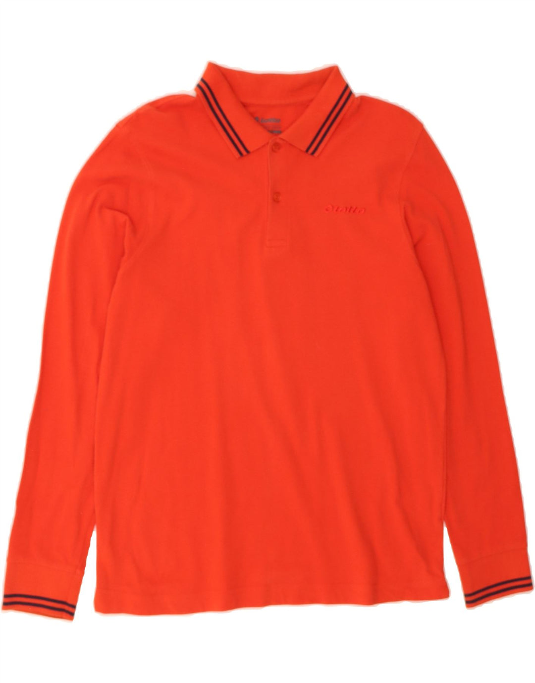 LOTTO Mens Long Sleeve Polo Shirt Medium Orange Cotton Vintage Lotto and Second-Hand Lotto from Messina Hembry 