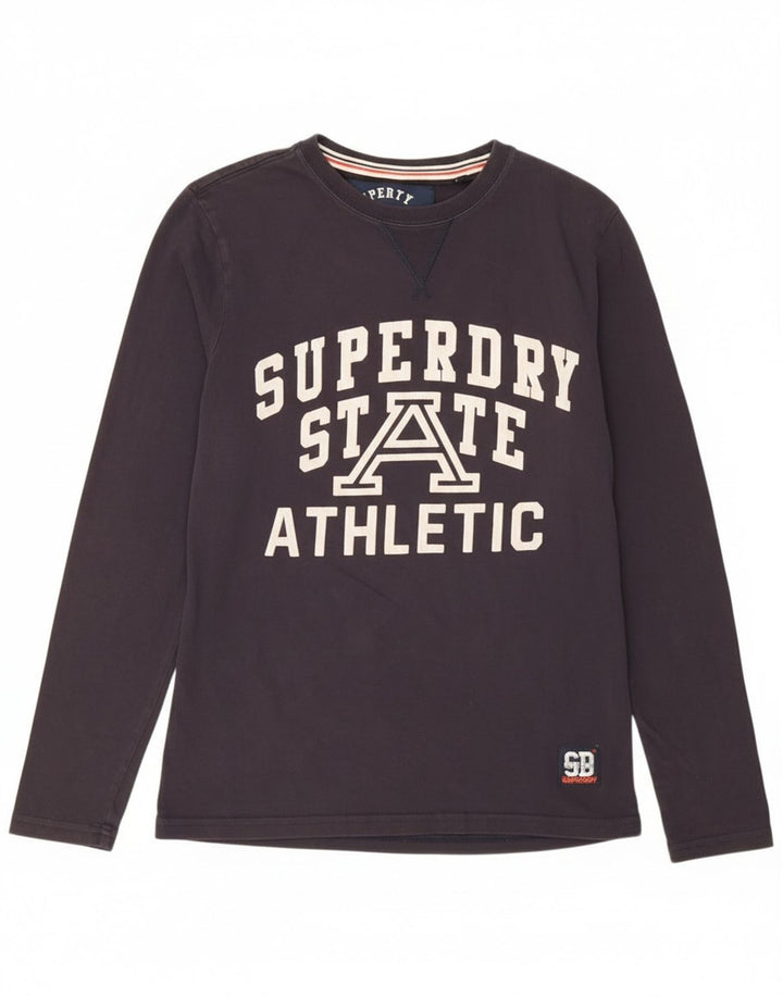 Top gráfico masculino Superdry manga comprida pequeno algodão azul marinho
